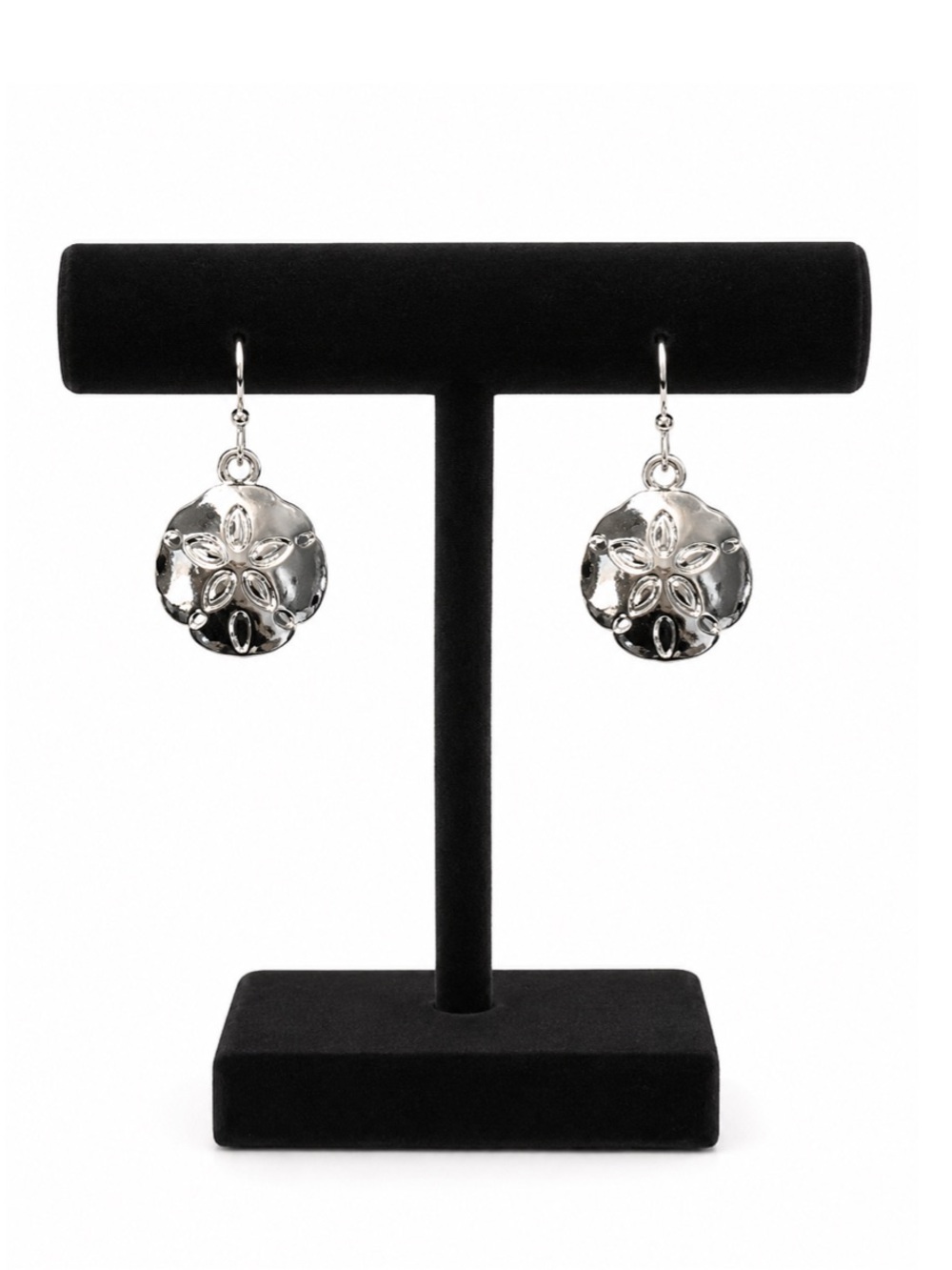 Icon Collection Sand Dollar Silver Tone Drop Earrings (NWT)